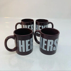 Hershey Mugs Galerie Hot Chocolate Set of 4 Coffee Tea Brown Silver Letters